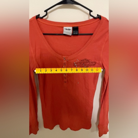 ✨Women’s Harley Davidson Orange Long Sleeve Top Size L - Picture 11 of 11